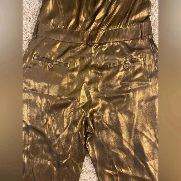 Brunello Cucinelli gold metallic jumpsuit size large NWT - Picture 9 of 10